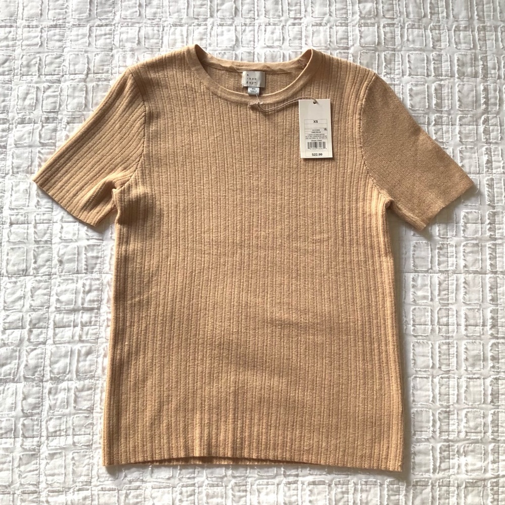 NEW, A New Day, Ribbed Sweater T Beige Tan XS